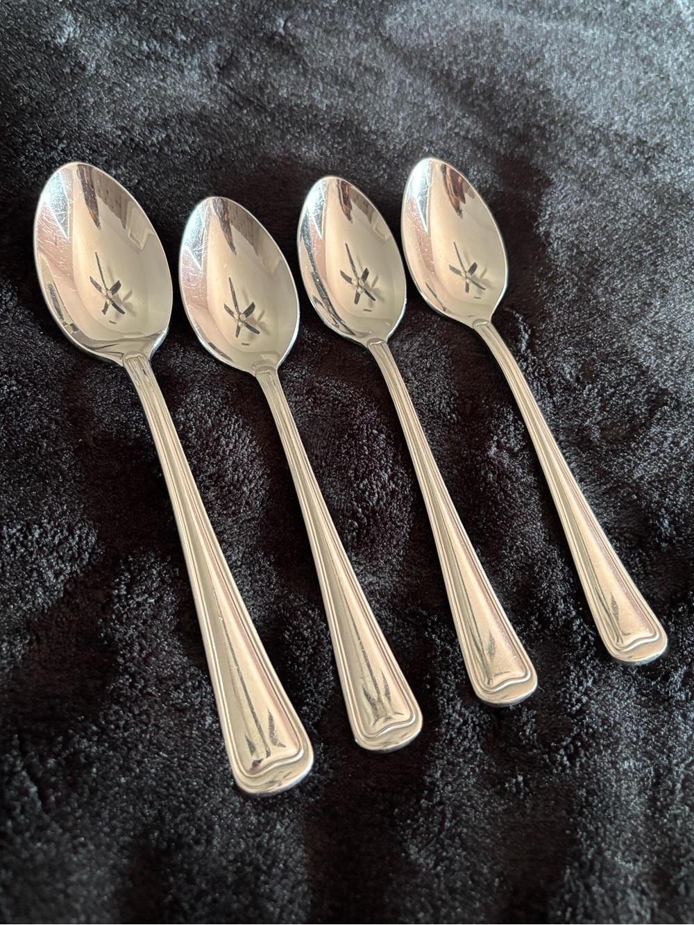 VTG Gorham Monet  Stainless Steel Set Of 4 Oval Soup Spoons 7 & 6” Outline Edge